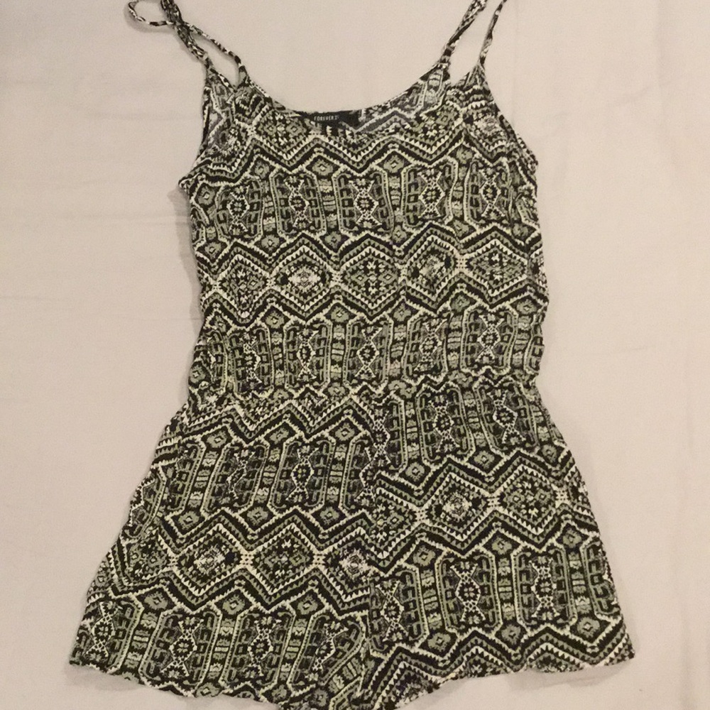Olive green patterned romper
